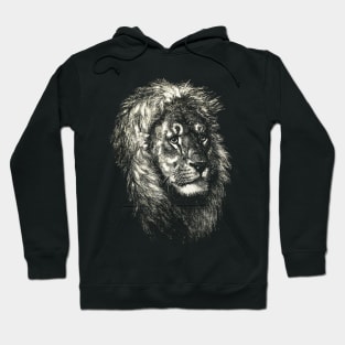 Dramabite Artistic Lion head Cute Hand Drawn Animal Graphic Realistic Hoodie